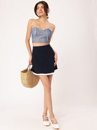 DressBerry Glitter Gal Tie-Up Bow Lace Ups Corset Crop Top