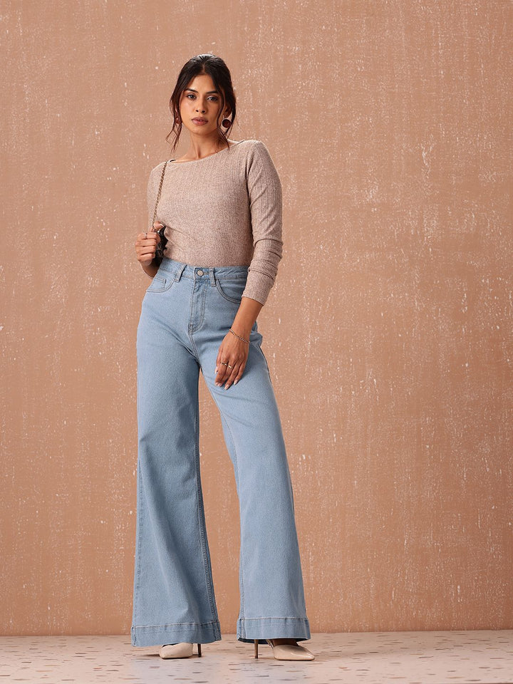 all about you Women Wide Leg High-Rise Stretchable Jeans