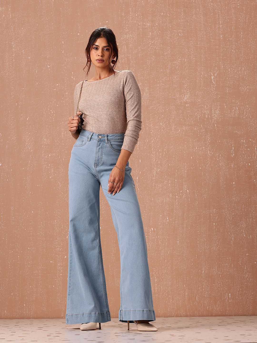 all about you Women Wide Leg High-Rise Stretchable Jeans