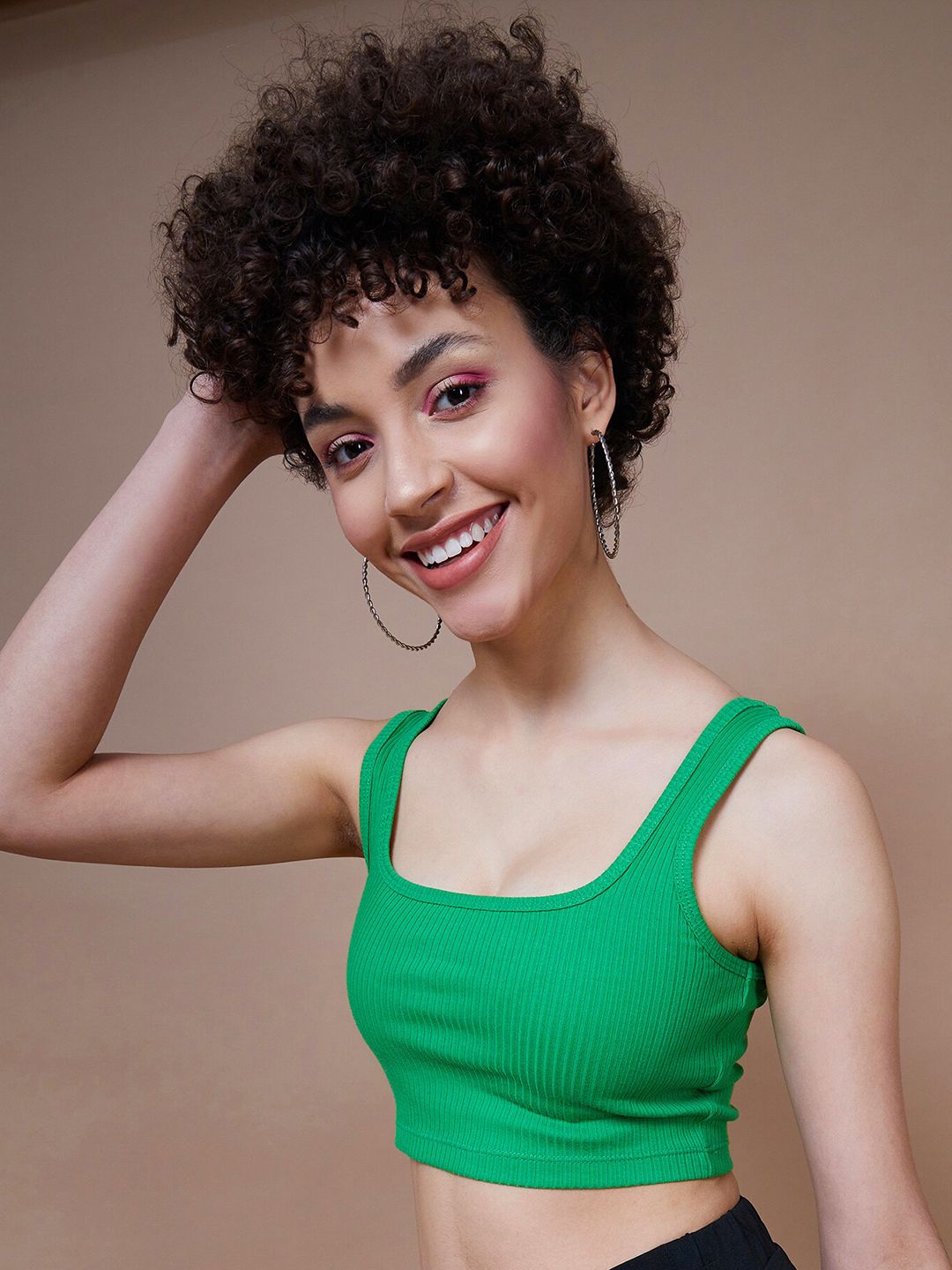 SASSAFRAS BASICS Square Neck Ribbed Cropped Tank Top