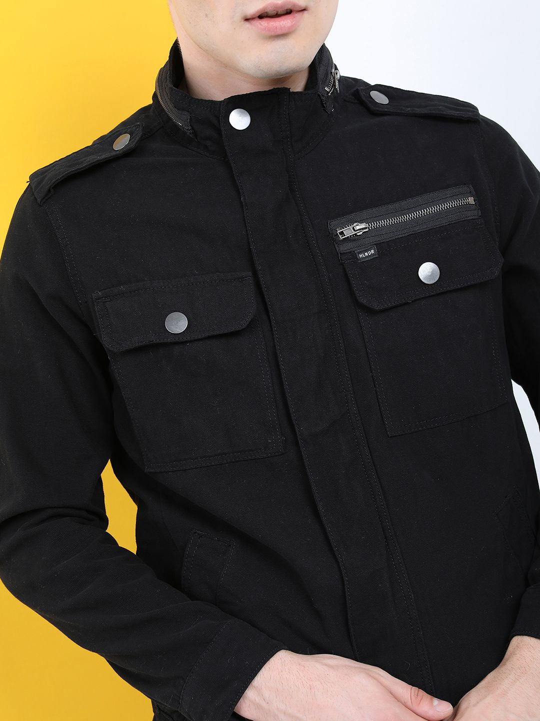 HIGHLANDER Men Black Geometric Colourblocked Tailored Jacket