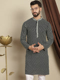 Anouk Geometric Printed Mandarin Collar Lengan Panjang Cotton Kurta