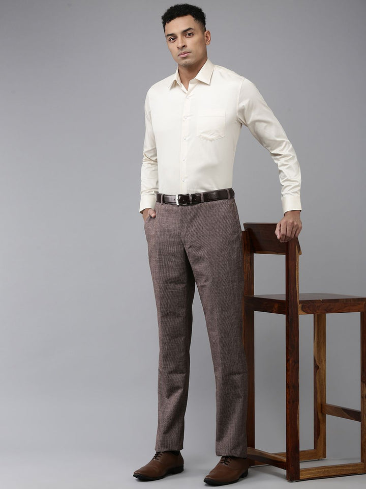 Park Avenue Men Self-Checked Formal Trousers
