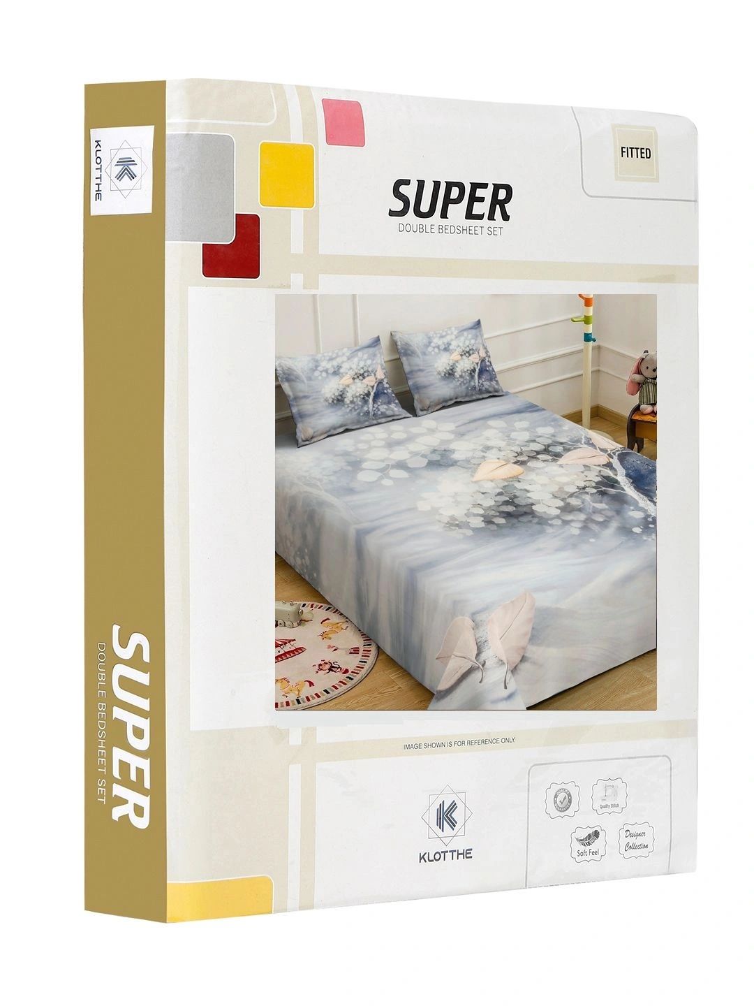 Moda Rapido X KLOTTHE Grey & White Floral 400 TC King Bedsheet with 2 Pillow Covers