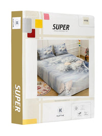 Moda Rapido X KLOTTHE Grey & White Floral 400 TC King Bedsheet with 2 Pillow Covers