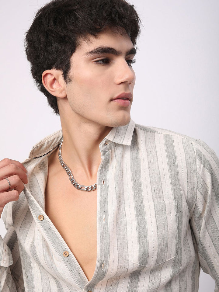 VASTRADO Men Classic Slim Fit Opaque Striped Casual Shirt