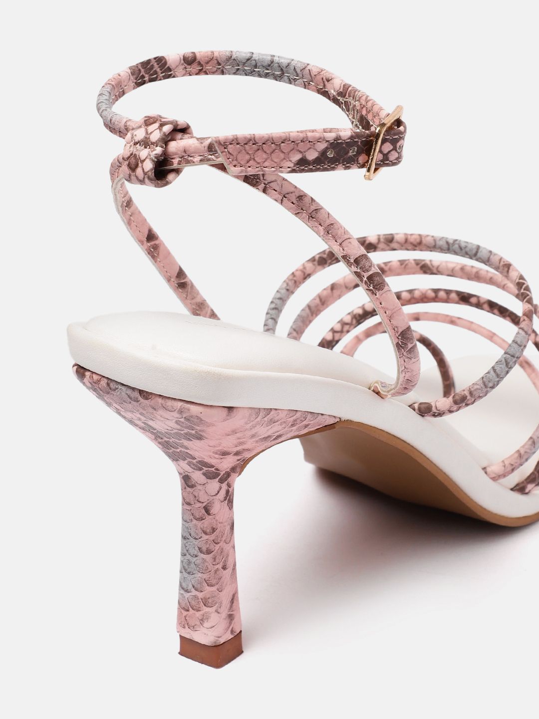 Lino Perros Snakeskin Print Strappy Slim Heels