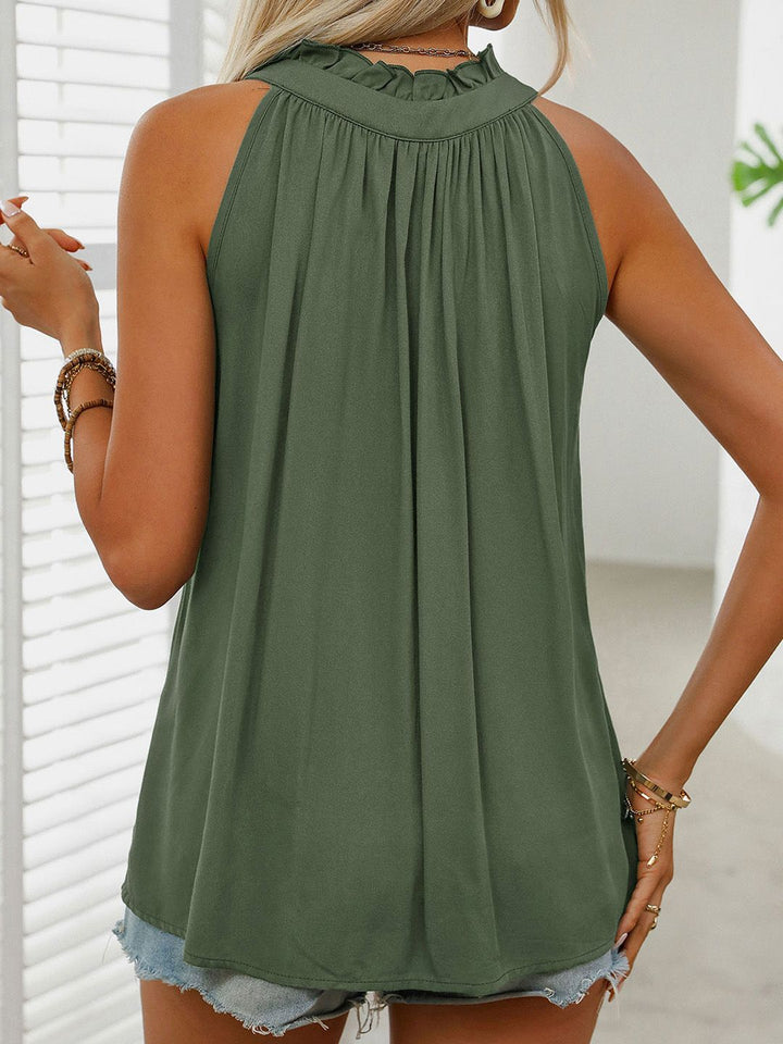 DressBerry Tie-Up Neck Ruffled Longline Top