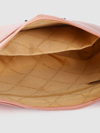 Lino Perros Peach-Coloured Croc Textured Baguette Bag