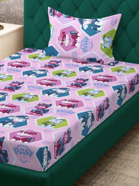 KLOTTHE Watak Kartun Ungu Kapas Tulen 400 TC Cadar Tunggal Superfine dengan Sarung Bantal-89 x 59 inci