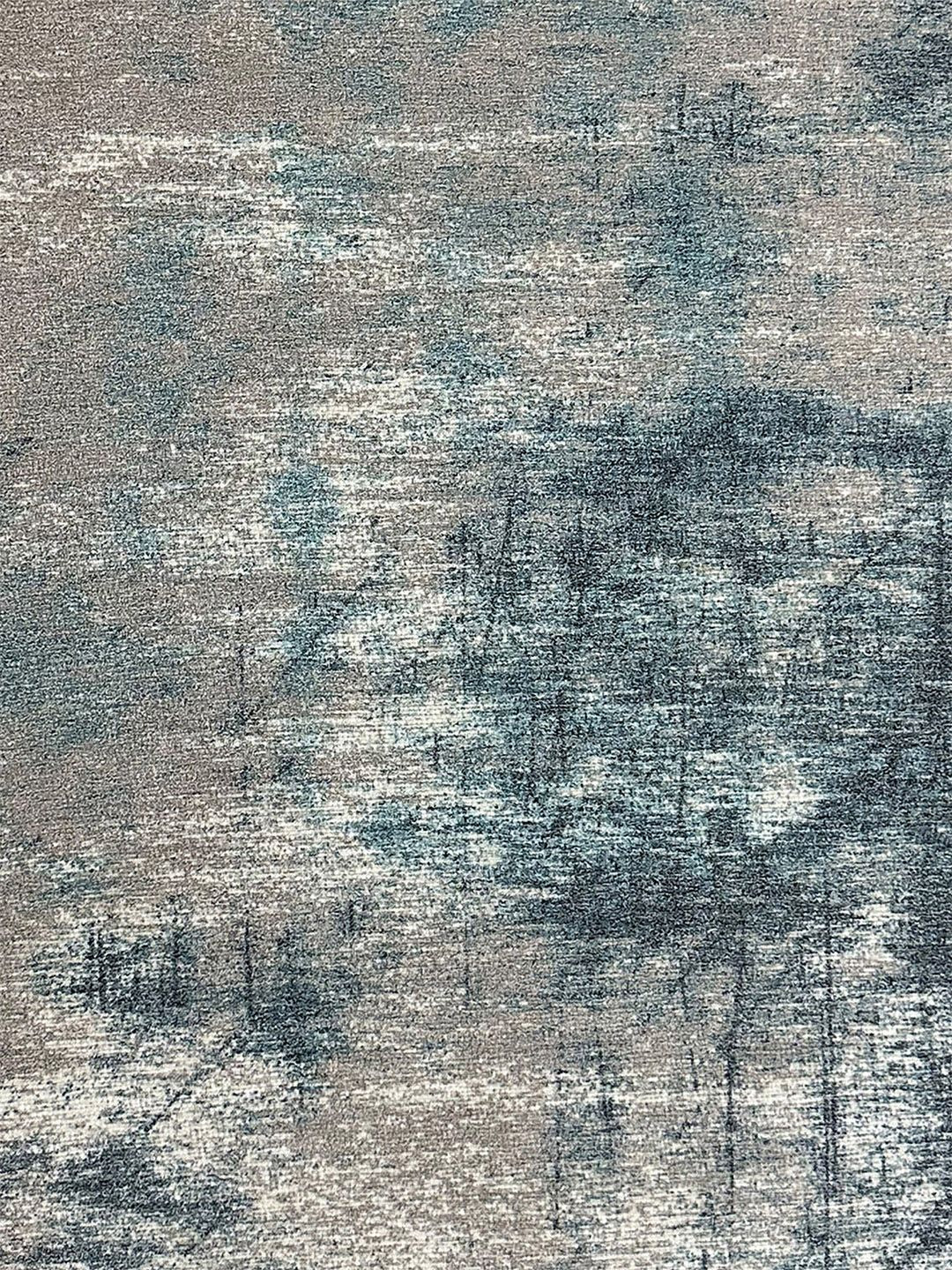 URBAN SPACE Grey & Blue Abstract Printed Vintage Anti-Skid Carpet