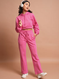 Tokyo Talkies Hooded Relaxed-fit Crop Sweatshirt & Wide Leg Trousers