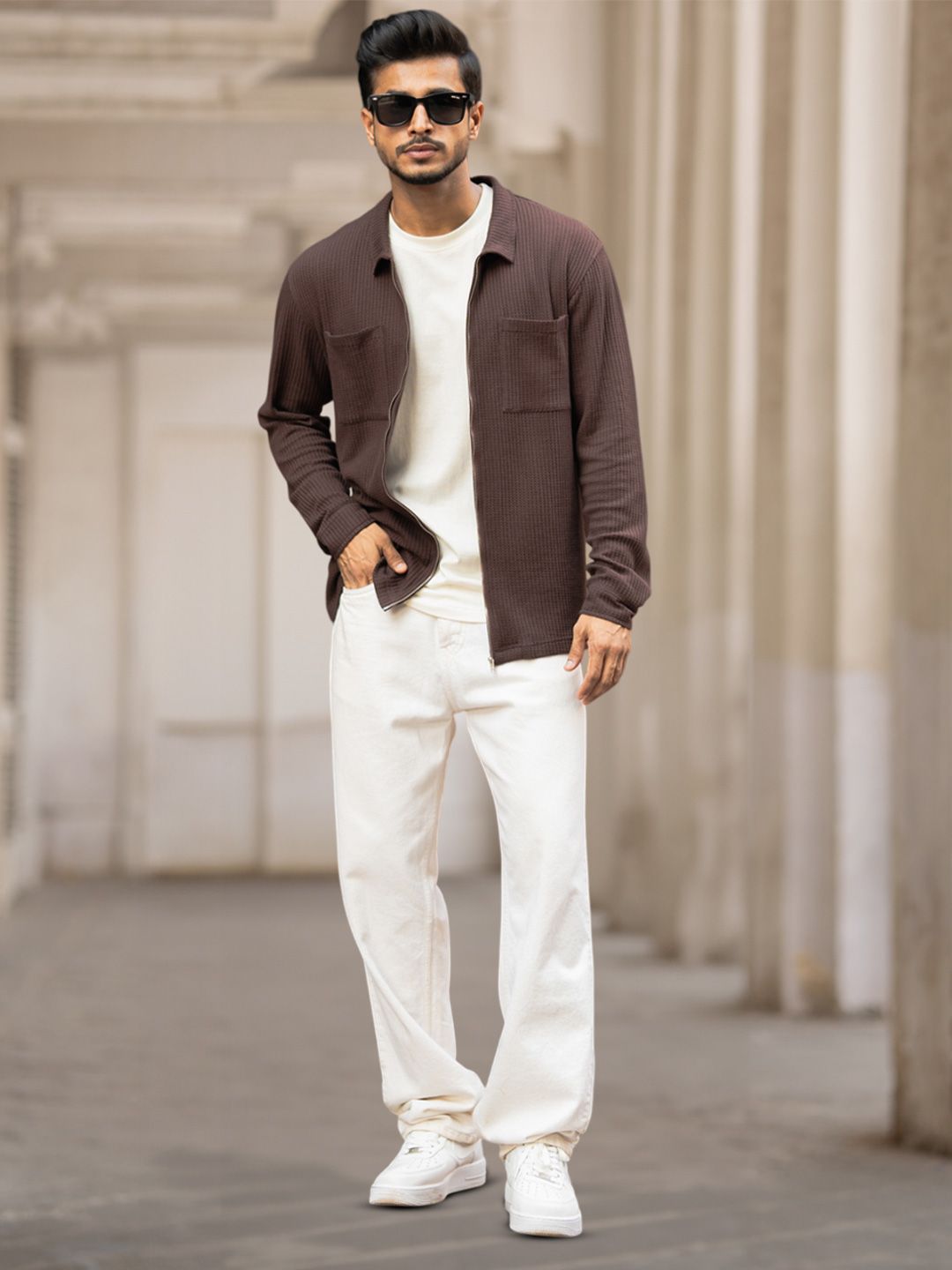 Powerlook Men Textured Spread Collar Casual Shirt