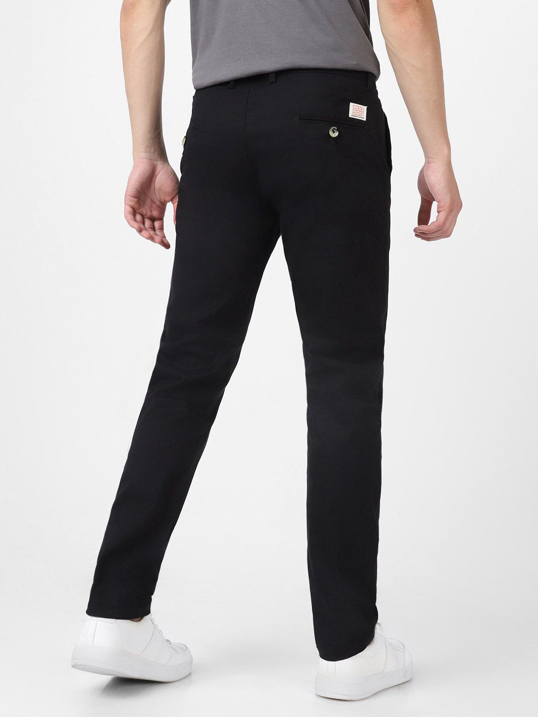 Urbano Fashion Men Black Slim Fit Solid Regular Trousers