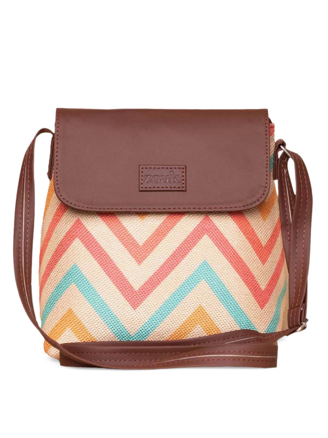 ZOUK Geometric Printed Structured Sling Bag