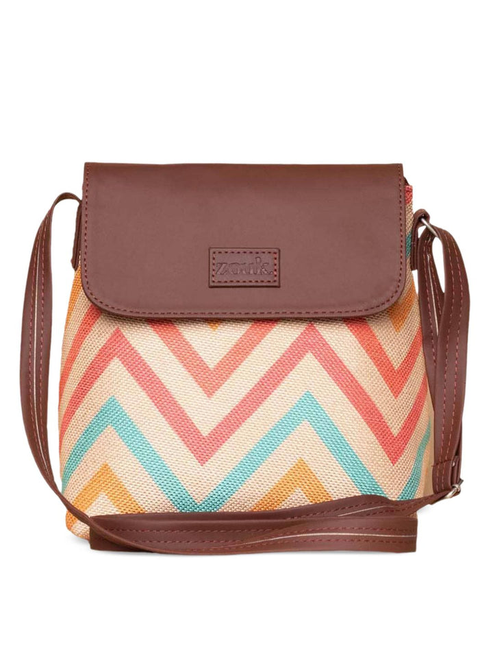 ZOUK Geometric Printed Structured Sling Bag