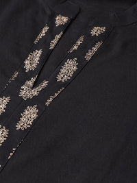 SOJANYA Women Black Solid Straight Kurta