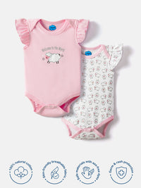 Nauti Nati Infants Pack Of 2 Printed Pure Cotton Bodysuits