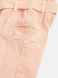 YK Girls Peach-Coloured Pure Cotton High-Rise Denim Culottes