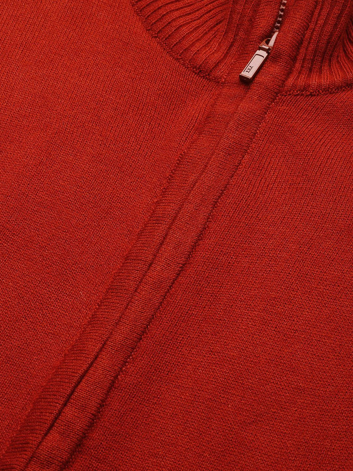 DressBerry Women Red Solid Cardigan Sweater