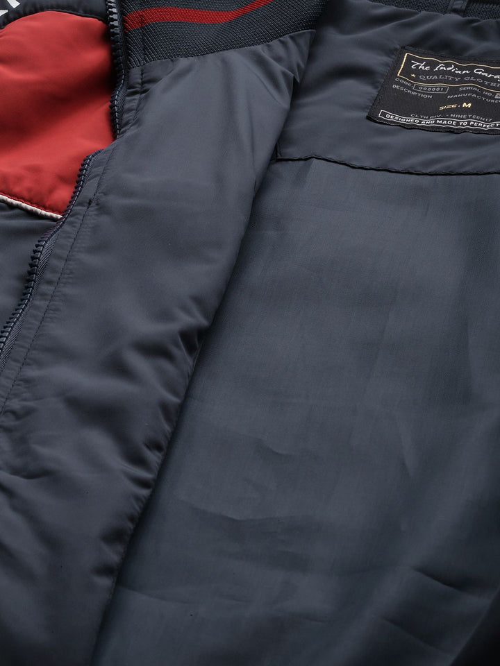 The Indian Garage Co Men Slim Fit Colourblock Zip-Front Bomber Jacket