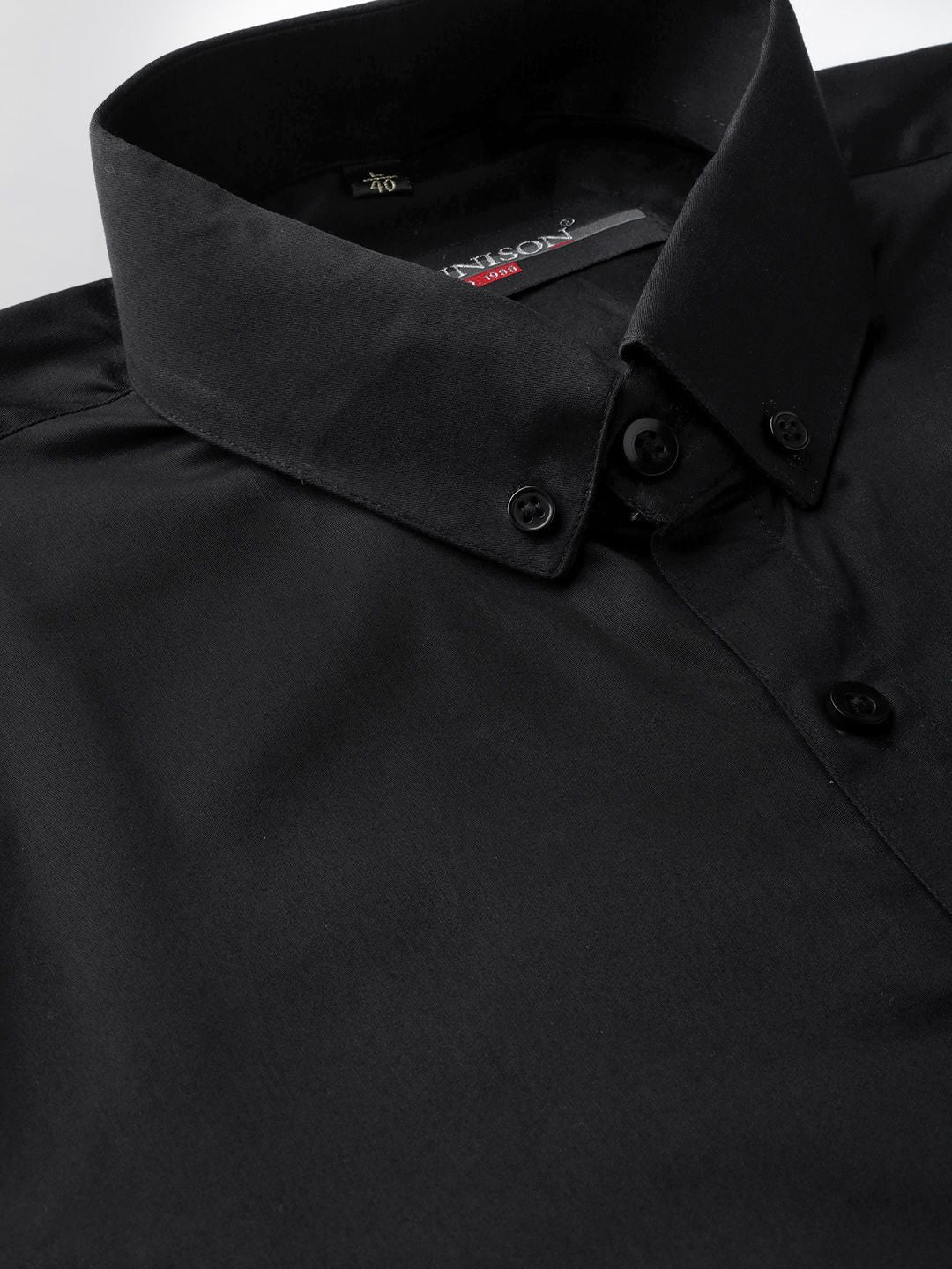 DENNISON Men Black Comfort Regular Fit Solid Formal Shirt