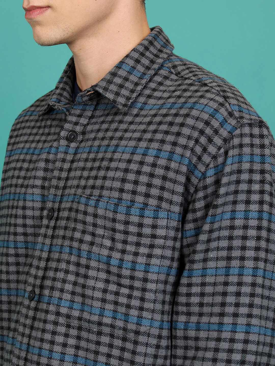 HIGHLANDER Tartan Checked Spread Collar Flannel Shirt