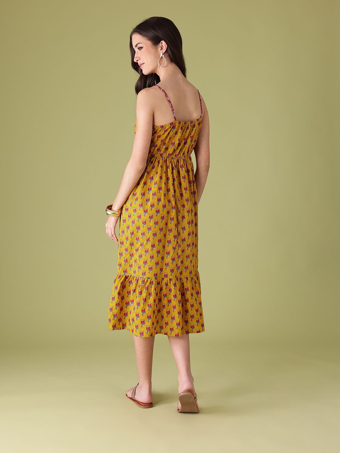 Anouk Floral Print Shoulder Straps Ethnic Dress