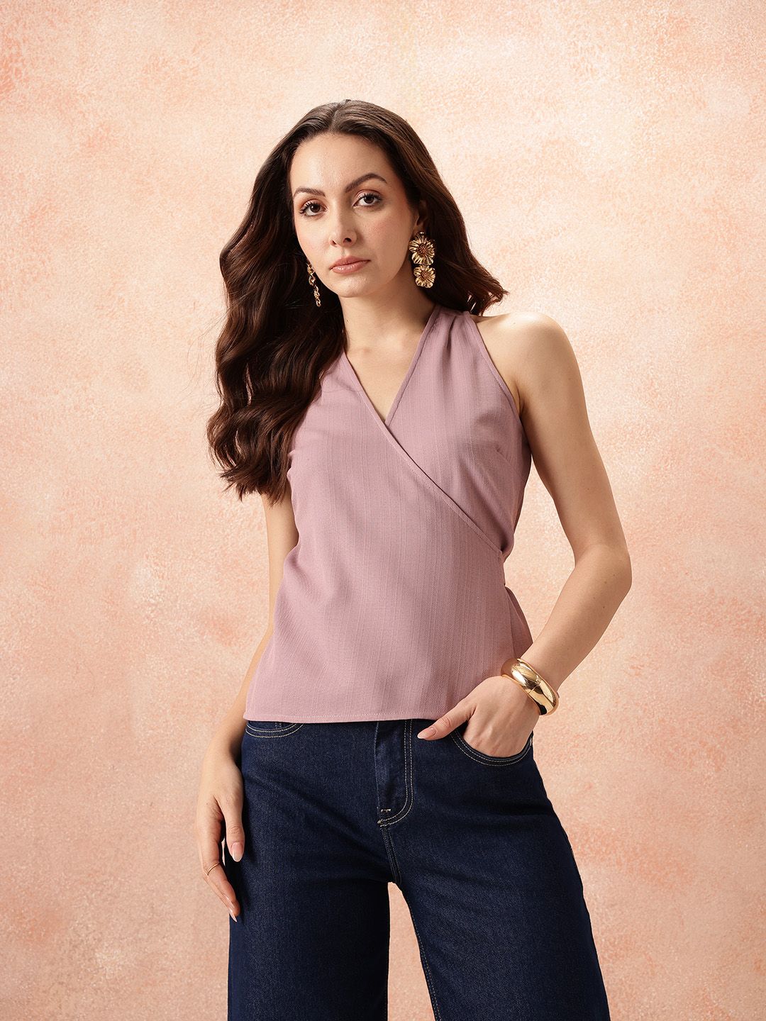 all about you Sleeveless Cotton Wrap Top