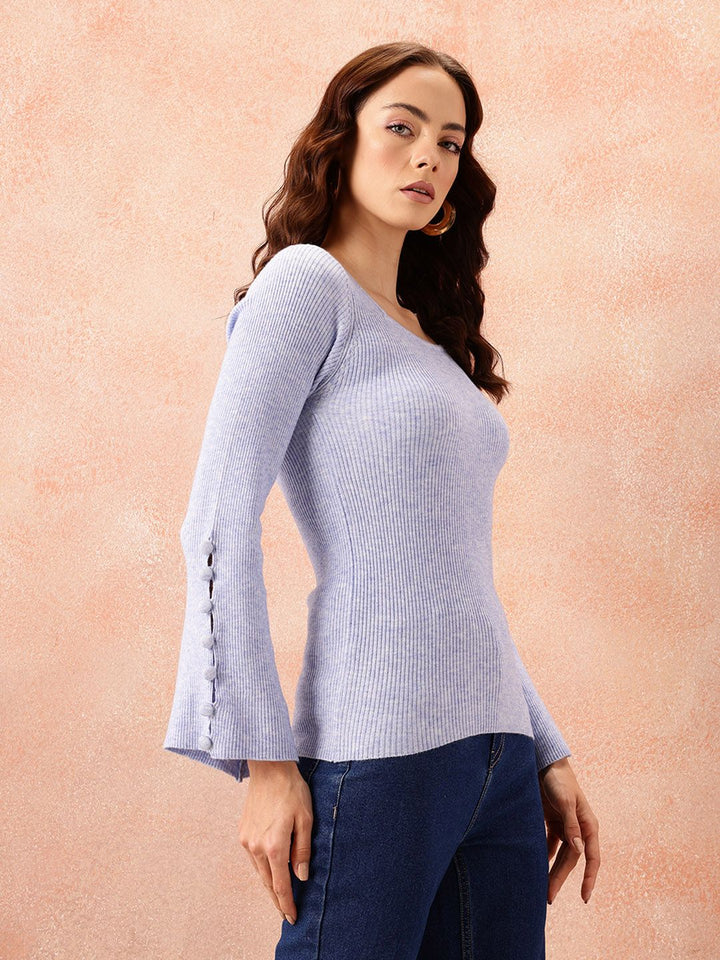 all about you Ribbed Flared Sleeve Top