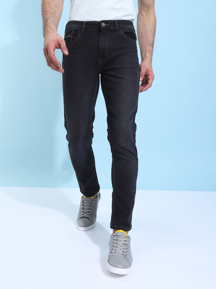 The Indian Garage Co Men Black Slim Fit Mid-Rise Clean Look Jeans