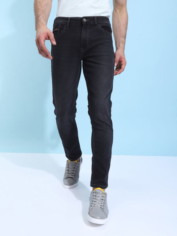 The Indian Garage Co Men Black Slim Fit Mid-Rise Clean Look Jeans