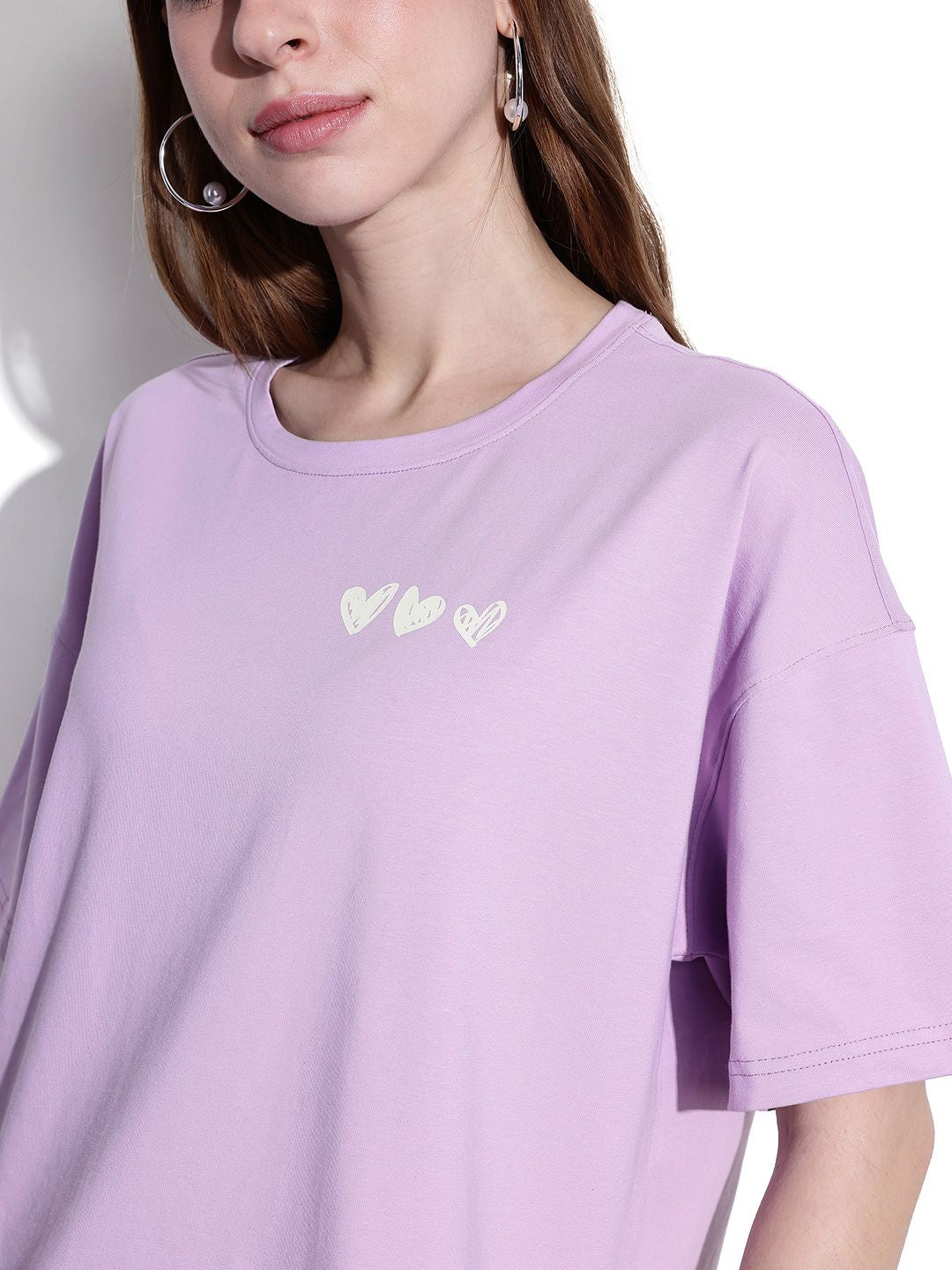DressBerry Lavender Haze Little Hearts Oversized T-shirt