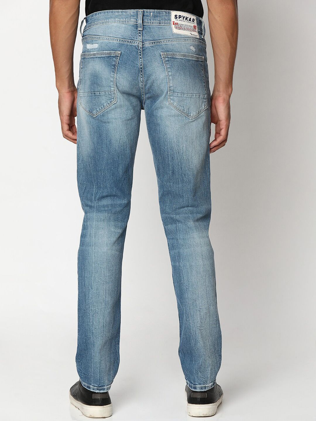 SPYKAR Men Slim Fit Low-Rise Mildly Distressed Heavy Fade Stretchable Jeans