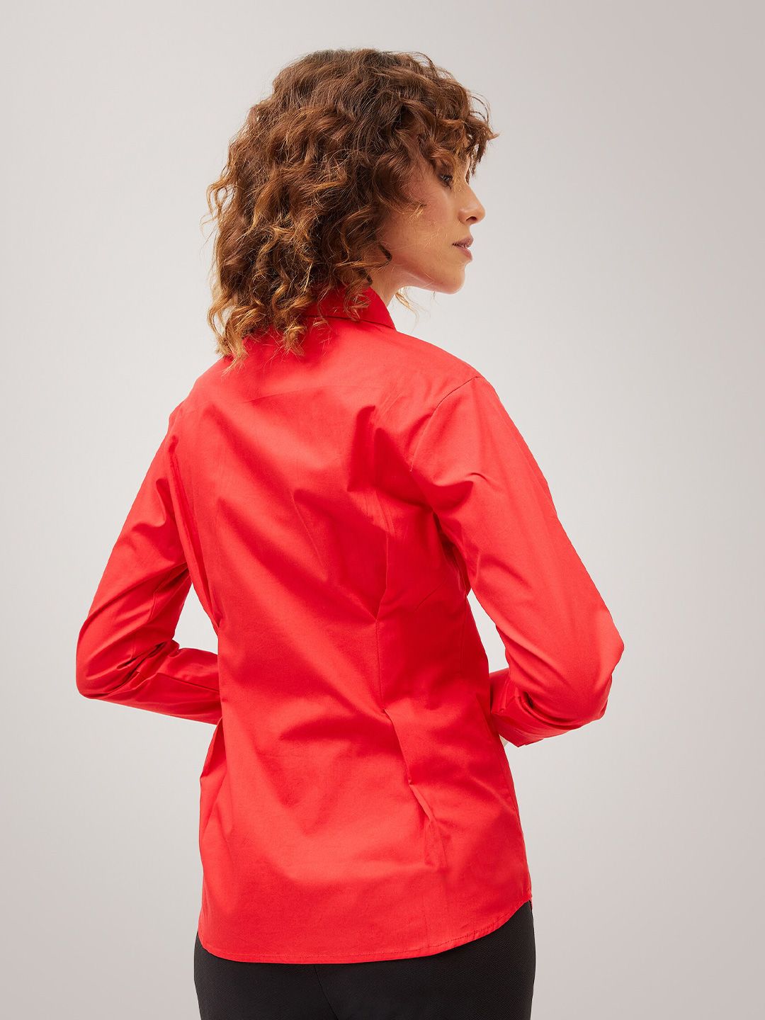 SASSAFRAS Red Slim Fit Opaque Casual Pleated Pure Cotton Shirt