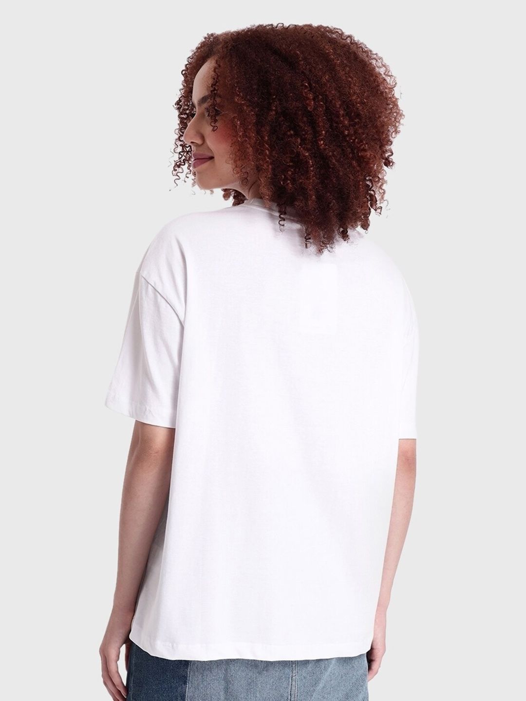 Bewakoof Printed Cotton Round Neck Oversized Casual T-shirt
