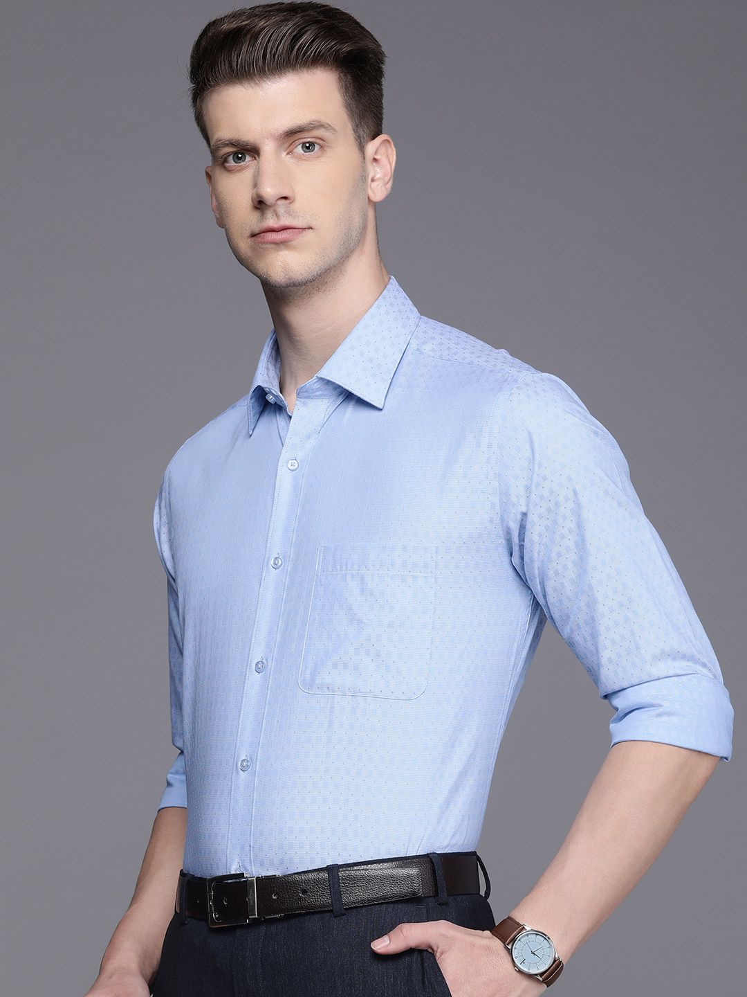 Raymond Textured Slim Fit Pure Cotton Formal Shirt