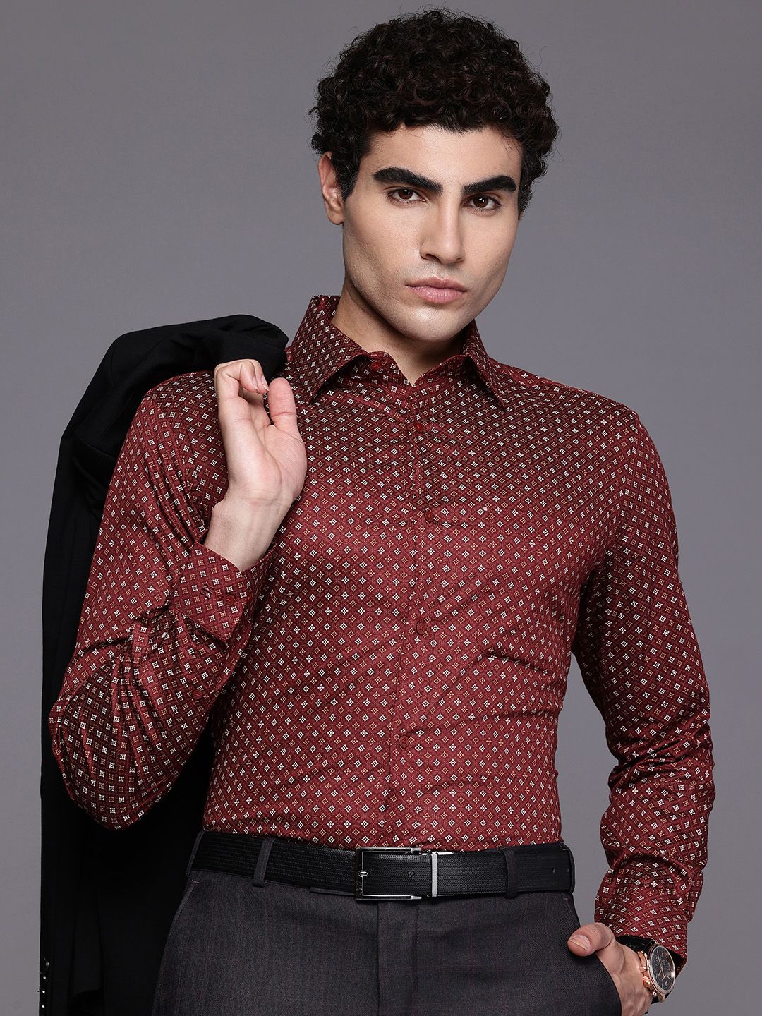 Raymond Pure Cotton Slim Fit Floral Printed Formal Shirt