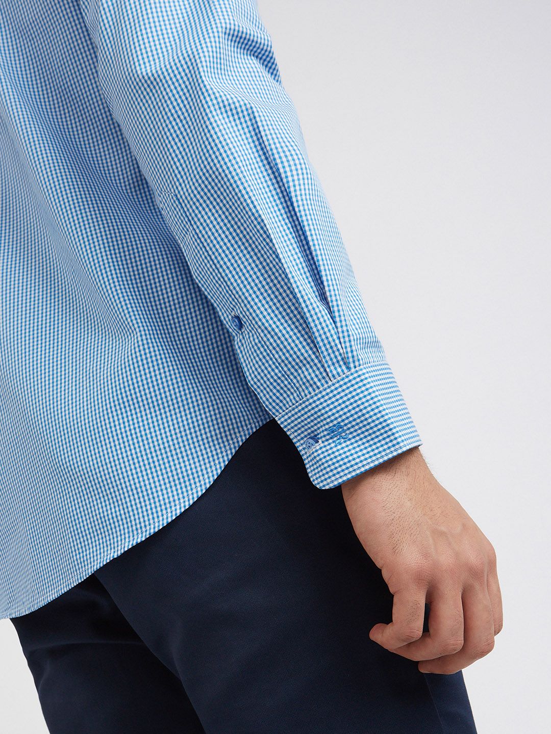 Raymond Slim Fit Gingham Checks Pure Cotton Formal Shirt