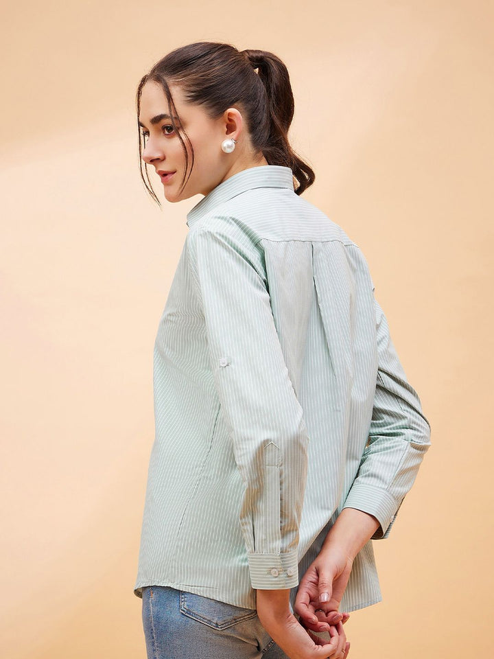 SASSAFRAS BASICS Comfort Striped Spread Collar Long Sleeves Casual Shirt