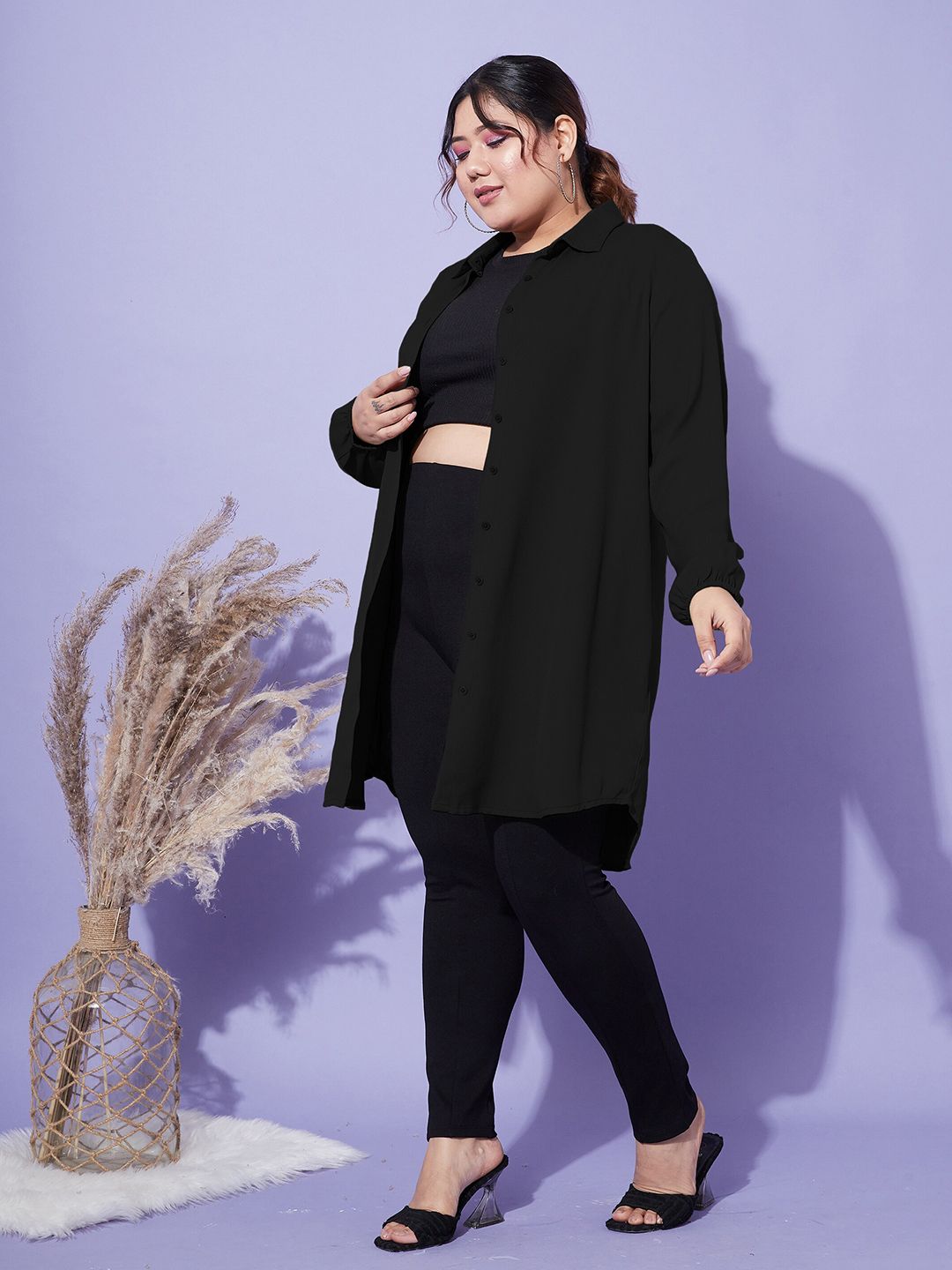 SASSAFRAS Curve Black Comfort Opaque Casual Shirt