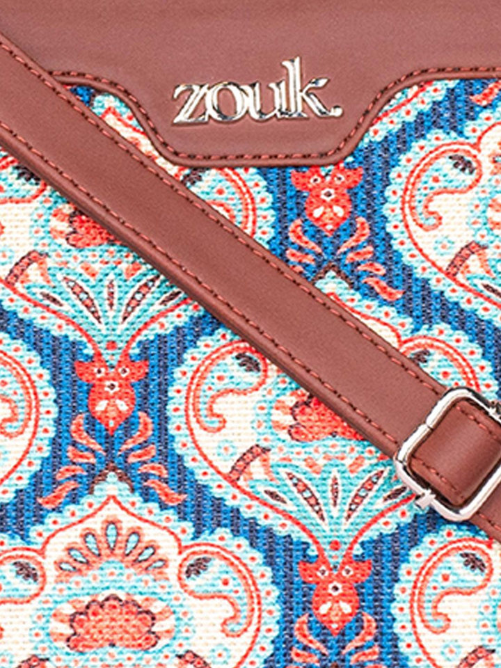 ZOUK Kovil Paisley Printed Structured Sling Bag