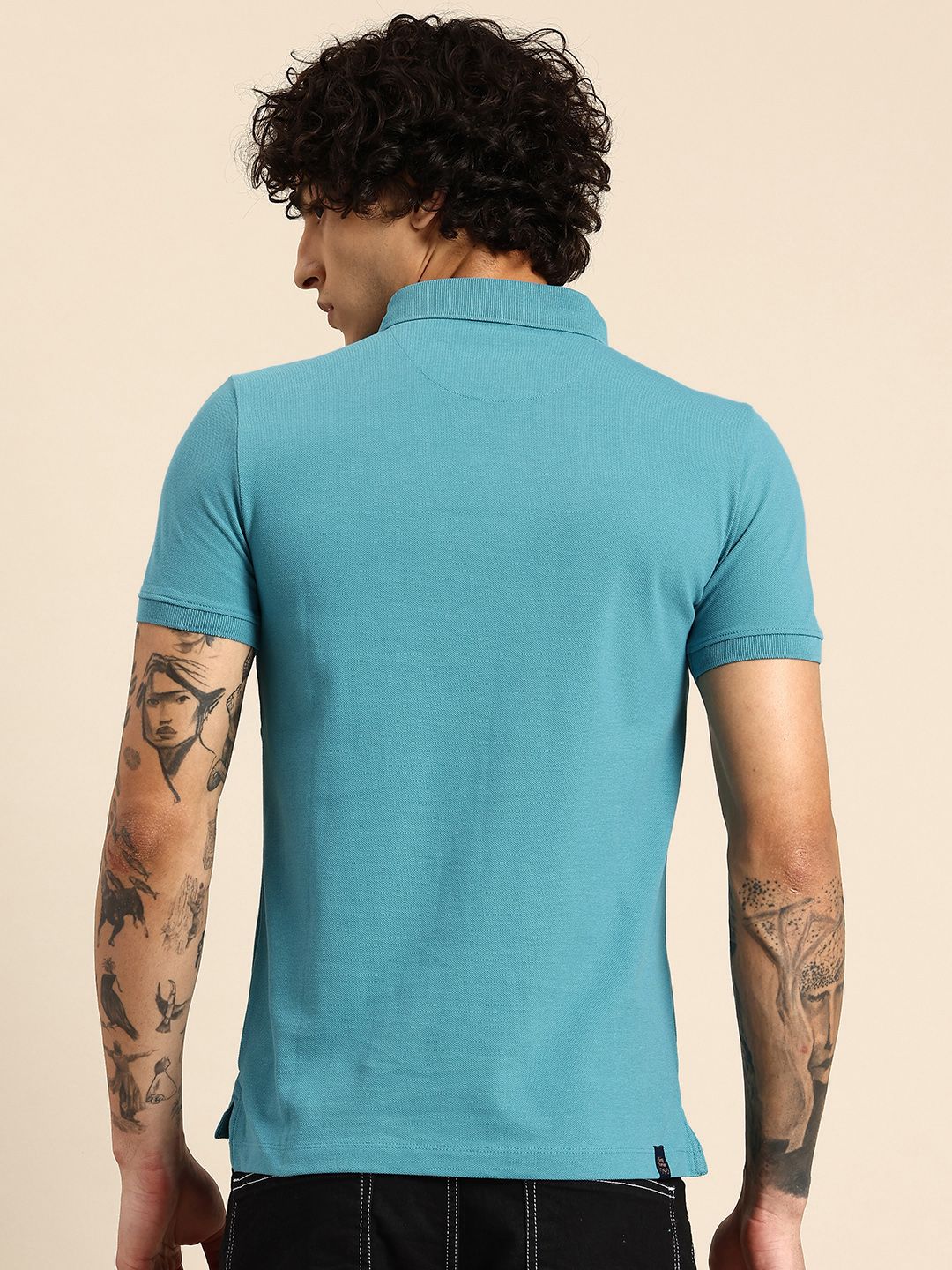 Being Human Typography Printed Polo Collar Pure Cotton Applique T-shirt