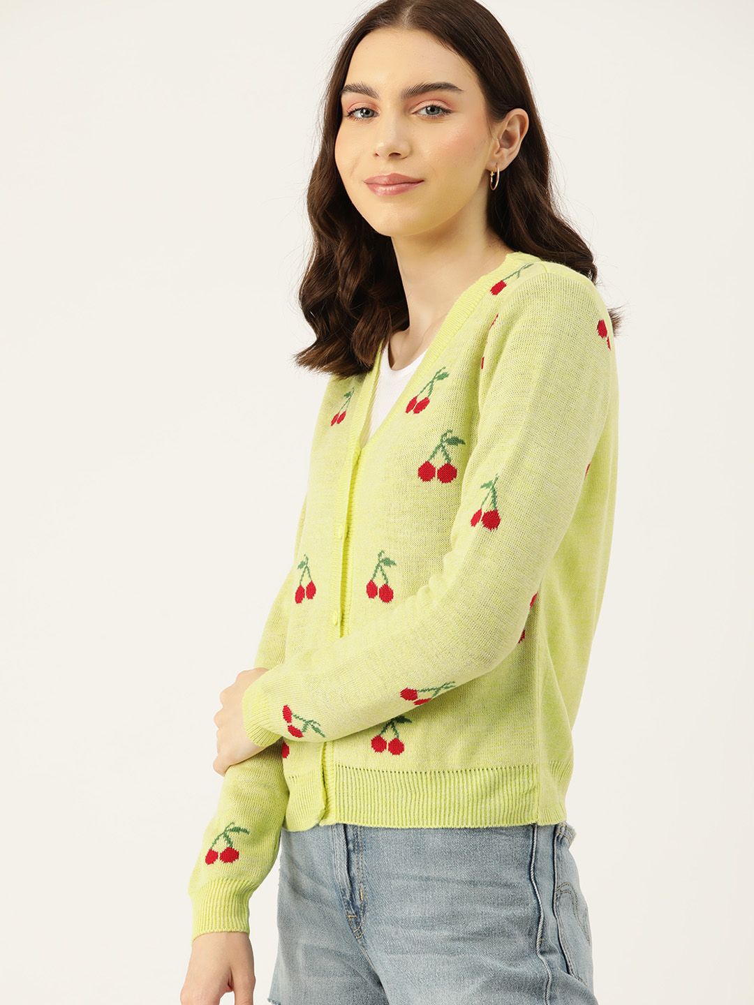 DressBerry Pure Acrylic Self-Design Cardigan