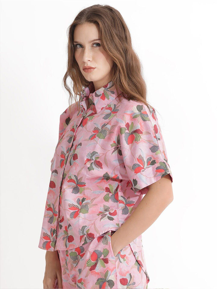 RAREISM Floral Printed Shirt Styled Cotton Top