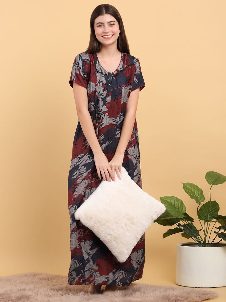 Sweet Dreams Round Neck Print Maxi Nightdress