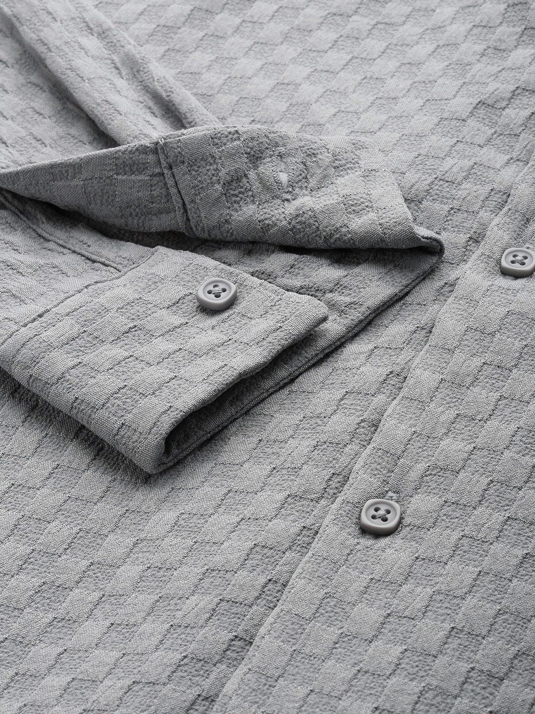 The Indian Garage Co Self Checked Cuban Collar Casual Shirt