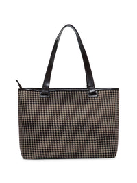 Berrylush Brown Checked Structured Tote bag