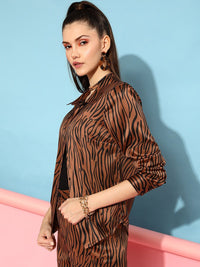 STREET 9 Animal Printed Satin Finish Regular Fit Shirt
