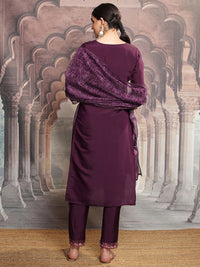 Vishudh Floral Embroidered Regular Kurta with Trouser & Dupatta